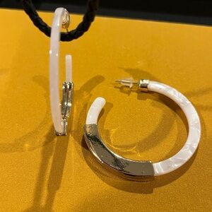 Fabulous acrylic white and gold hoop earrings